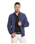Men's Blue Suede Bomber Jacket – Victor | Leather Trend