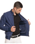 Men's Blue Suede Bomber Jacket – Victor | Leather Trend