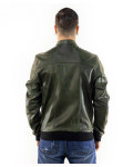 Men's Green Leather Bomber Jacket - Napoli | Leather Trend
