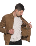 Men's Honey Suede Bomber Jacket – Victor | Leather Trend