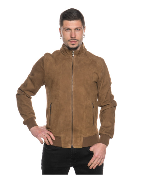 Men's Honey Suede Bomber Jacket – Victor | Leather Trend