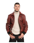 Men's Bordeaux Leather Bomber Jacket - Dante | Leather Trend