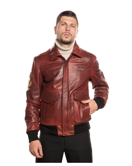 Bomber in Pelle da Uomo Bordeaux - Dante | Leather Trend