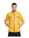 Men's Yellow Buffed Leather Biker Jacket – U05 | Leather Trend