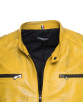 Men's Yellow Buffed Leather Biker Jacket – U05 | Leather Trend