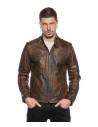 Men’s leather jacket mod. Biker color brown genuine leather 100% made in Italy
