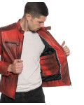 Men's Red Buffed Leather Biker Jacket – U05 | Leather Trend