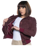 Bomber in Camoscio da Donna Bordeaux - Polo | Leather Trend