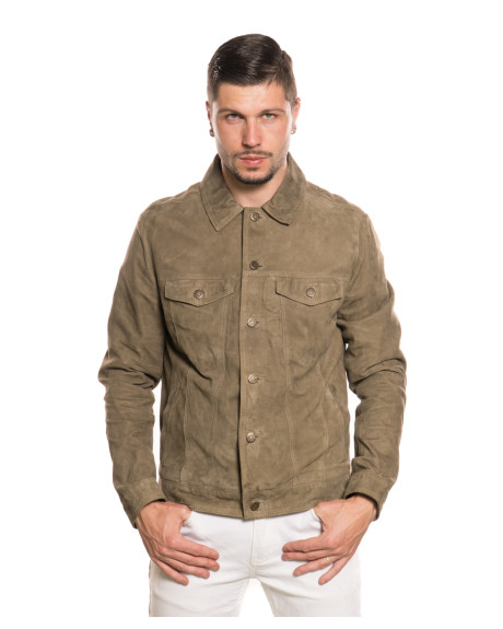 Giacca in Camoscio da Uomo Tortora - Roberto | Leather Trend