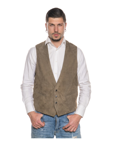 Gilet in Camoscio da Uomo Tortora - Ron | Leather Trend