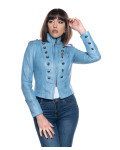 Women's Light Blue Buffered Leather Jacket – Belen | Leather Trend