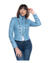 Giacca Donna Azzurra in Pelle Tamponata - Belen | Leather Trend