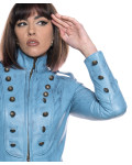 Women's Light Blue Buffered Leather Jacket – Belen | Leather Trend