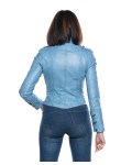Women's Light Blue Buffered Leather Jacket – Belen | Leather Trend