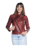 Giacca Donna in Pelle Bordeaux – Scialla | Leather Trend