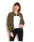 Bomber Donna Verde in Pelle Camoscio - Timberly | Leather Trend