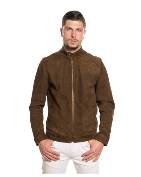 Men's Cocoa Suede Leather Jacket - U010 | Leather Trend