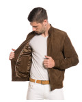 Men's Cocoa Suede Leather Jacket - U010 | Leather Trend