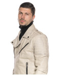 Men's leather jacket mod. V248 in genuine vintage white leather 100% made in Italy.