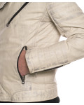 Men's leather jacket mod. V248 in genuine vintage white leather 100% made in Italy.