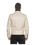 Men's leather jacket mod. V248 in genuine vintage white leather 100% made in Italy.