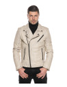Men's leather jacket mod. V248 in genuine vintage white leather 100% made in Italy.