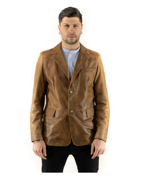 Men's Light Brown Leather Jacket - Ettore | Leather Trend