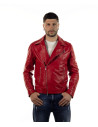 Men's leather jacket mod. V248 in genuine red leather 100% made in Italy.