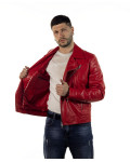 Men's leather jacket mod. V248 in genuine red leather 100% made in Italy.