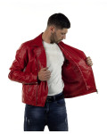 Men's leather jacket mod. V248 in genuine red leather 100% made in Italy.