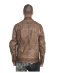 Biker in Pelle Tamponata da Uomo Cuoio – Axel | Leather Trend