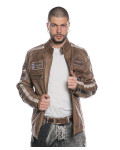 Men's Light Brown Buffed Leather Biker Jacket – Axel | Leather Trend