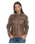 Light Brown Buffed Leather Biker Jacket – Raven | Leather Trend