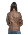 Light Brown Buffed Leather Biker Jacket – Raven | Leather Trend