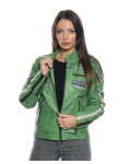 Green Buffed Leather Biker Jacket - Raven | Leather Trend