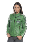 Green Buffed Leather Biker Jacket - Raven | Leather Trend