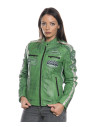 Green Buffed Leather Biker Jacket - Raven | Leather Trend