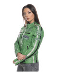 Biker in Pelle Tamponata Verde – Raven | Leather Trend