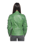 Biker in Pelle Tamponata Verde – Raven | Leather Trend