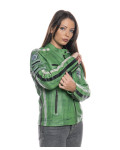 Green Buffed Leather Biker Jacket - Raven | Leather Trend