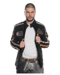 Biker in pelle Uomo mod. Motociclista Uomo Nero Effetto Antichizzato in vera pelle 100% made in Italy