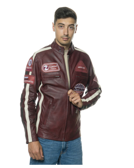 Men's Bordeaux Buffed Leather Biker Jacket – Axel | Leather Trend