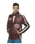 Biker in pelle Uomo mod. Motociclista Uomo Bordeaux in vera pelle 100% made in Italy