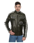 Biker in pelle Uomo mod. Motociclista Uomo Verde Bis in vera pelle 100% made in Italy