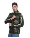 Biker in pelle Uomo mod. Motociclista Uomo Verde Bis in vera pelle 100% made in Italy