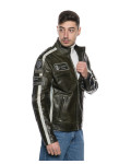 Biker in pelle Uomo mod. Motociclista Uomo Verde Bis in vera pelle 100% made in Italy