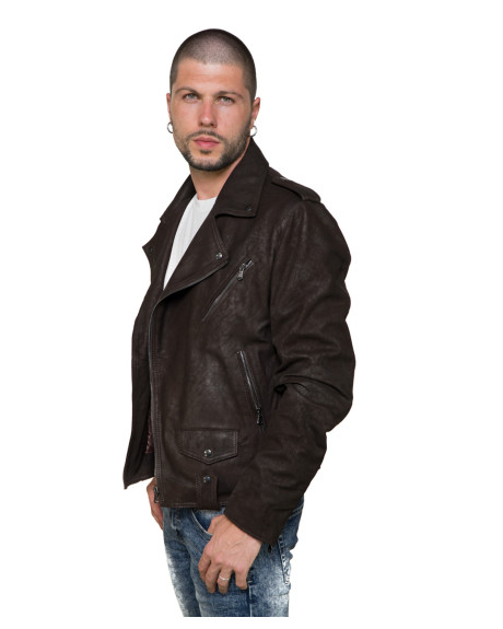 Chiodo in Nabuk Graffiato da Uomo - Armando | Leather Trend 2