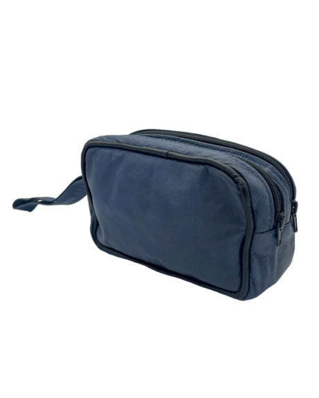 Borsello Piccolo  uomo in vera pelle 100% made in Italy mod. Travellino Bis Blu