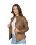 Women's Light Brown Leather Jacket - Giadina | Leather Trend