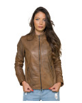 Women's Light Brown Leather Jacket - Giadina | Leather Trend